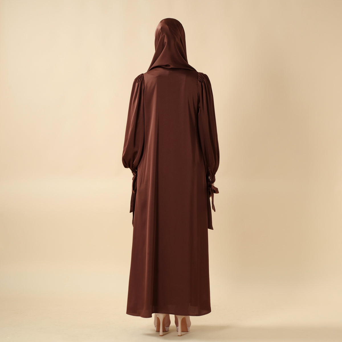 Bow Tie Sleeve 4-Piece Abaya Set – Diamond Satin Elegance