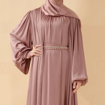 4-Piece Set Large Pleated Sleeves Abaya